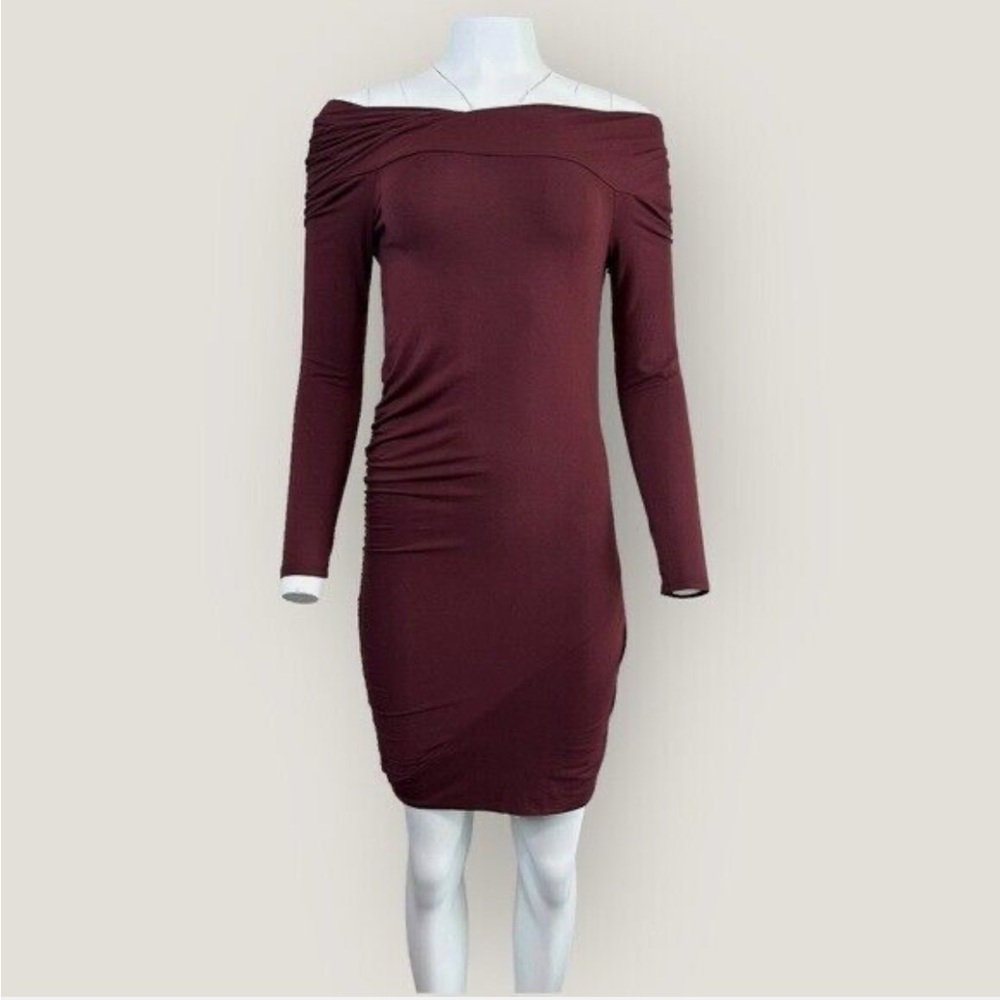 NWOT NWT | Krisa | Off Shoulder Long Sleeve Mini Dress  Burgundy S